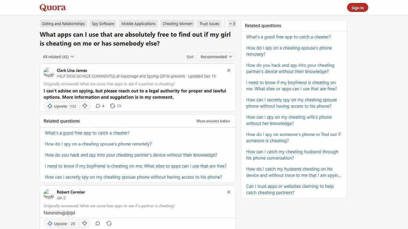 What apps can I use that are absolutely free to find out if my girl is cheating on me or has somebody else? - Quora